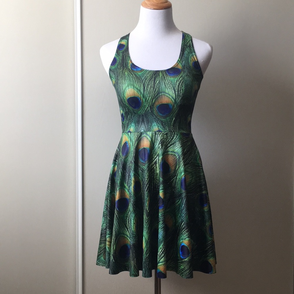 Black Milk Peacock Reversible Skater Dress in XS